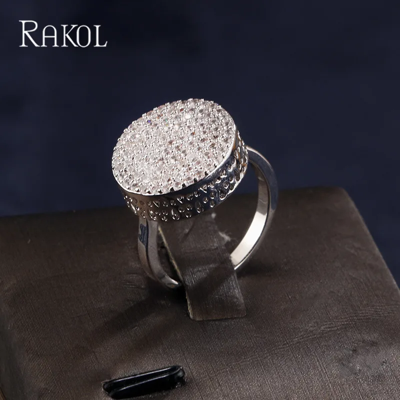 RAKOL большие круглые микро AAA кубический циркон Роскошные Bling обручальные Модные