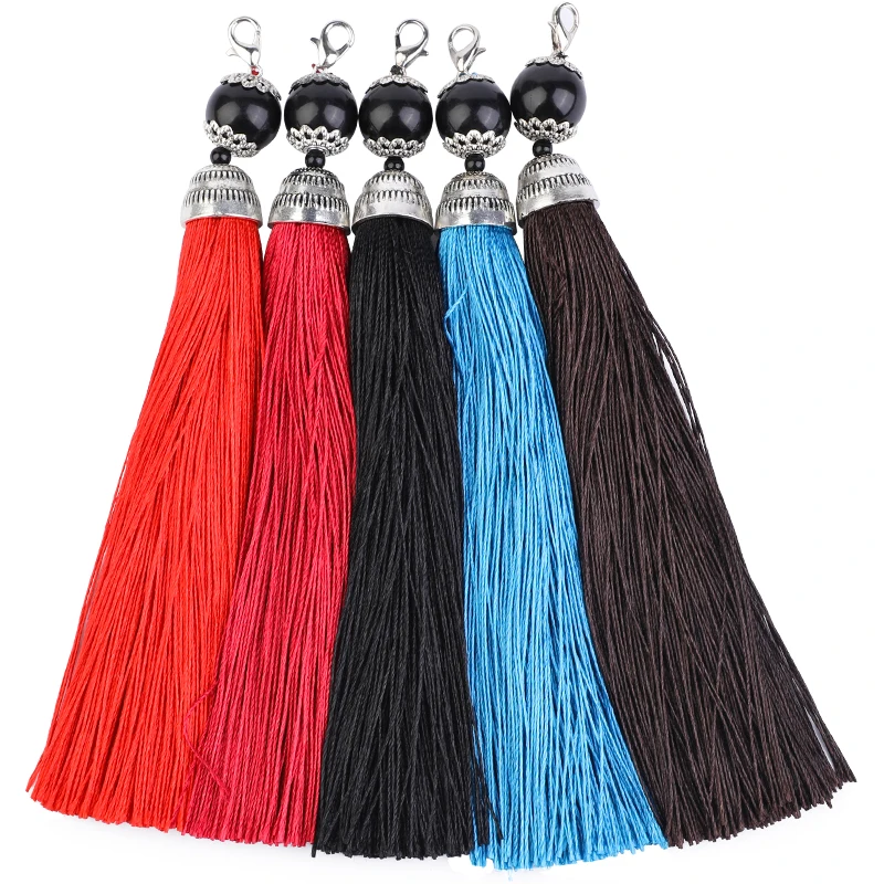 

Dailylike Lobster Buckle Ice Silk Imitation Black Agate Tassel Trim DIY Sewing Curtains Accessories DIY Home Wedding Decoration