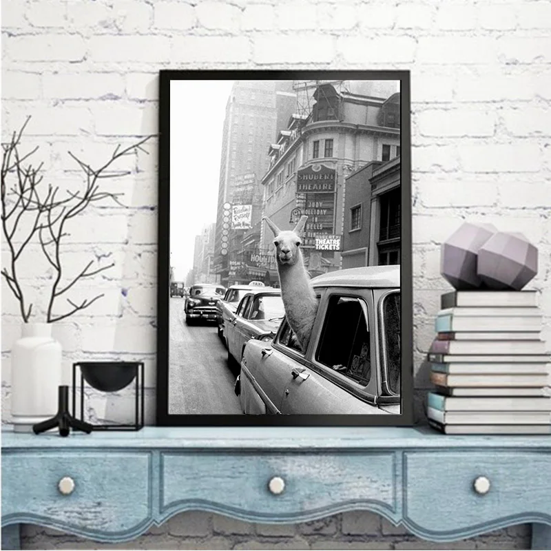 Современное искусство Аватар альпака личность ретро настенная Картина на холсте