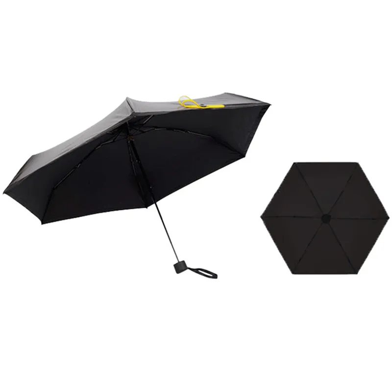 Black DMBRELLA Портативный карманный мини-зонт с защитой от ультрафиолета UPF 50+ непромокаемый женский маленький Пятикратный зонт от солнца для путешествий распродажа - Цвет: Black