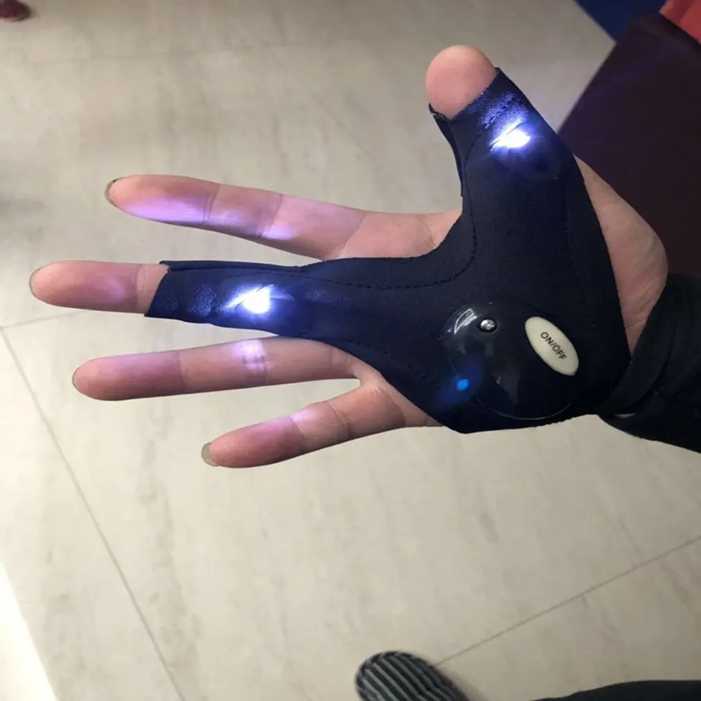 Светодиодный светильник вспышка перчатки Ночной без пальцев для ремонта рыбалки