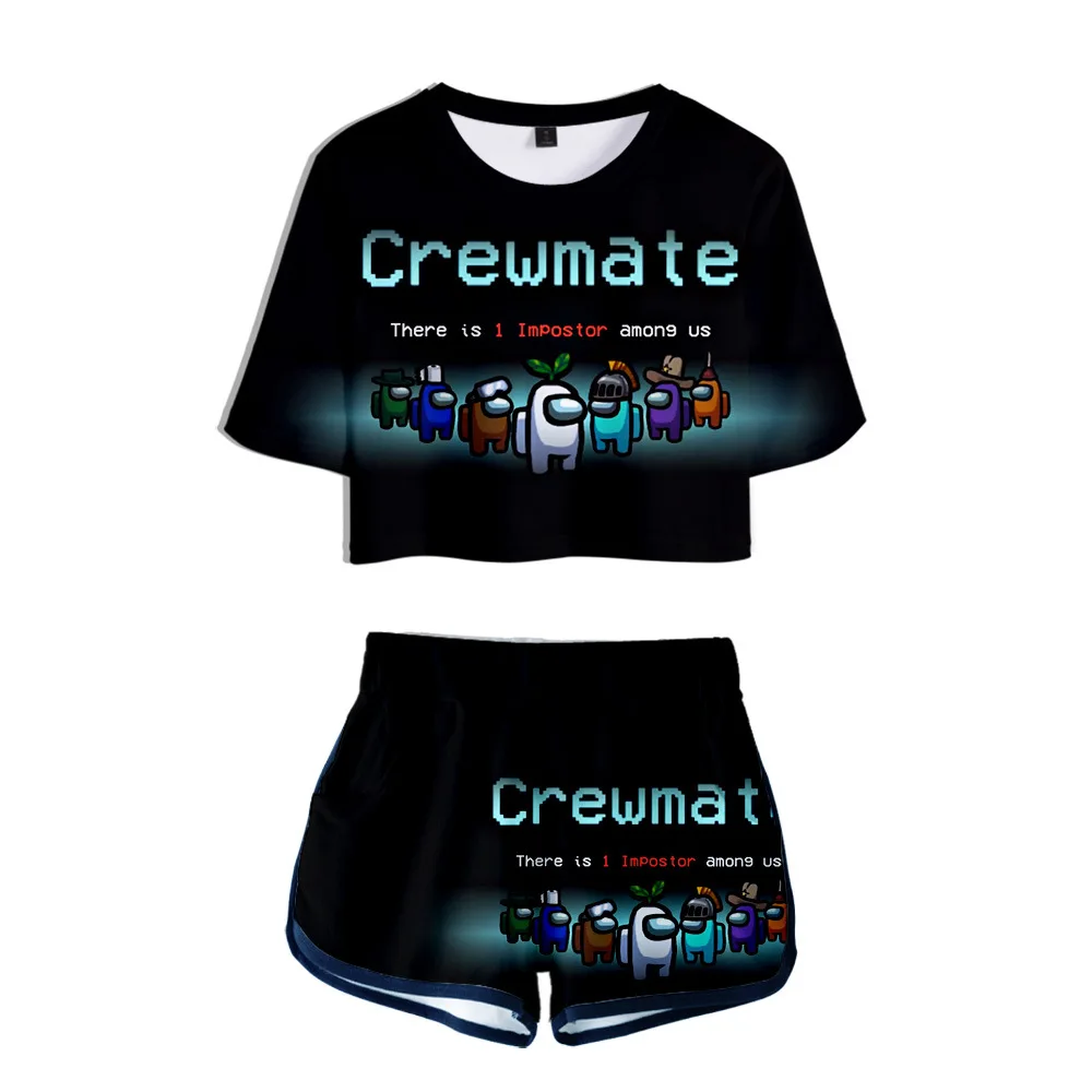 

Popular kpop Game Among Us 3D sexy Ladies Tracksuit Two Piece Set Women Shorts +Tops Casual Sportswear 2 Piece Outfit Streetwear