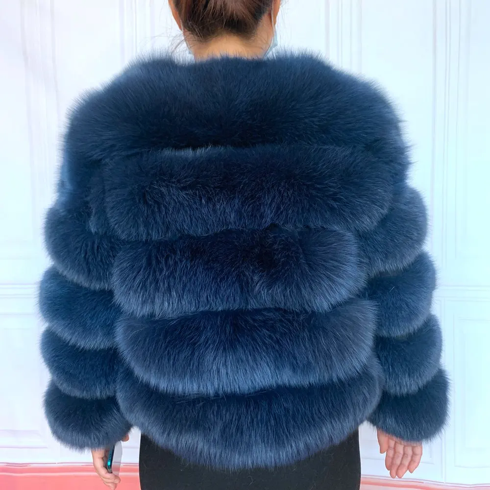 NEW style real fur coat 100% natural fur jacket female winter warm leather fox fur coat high quality fur vest Free shipping