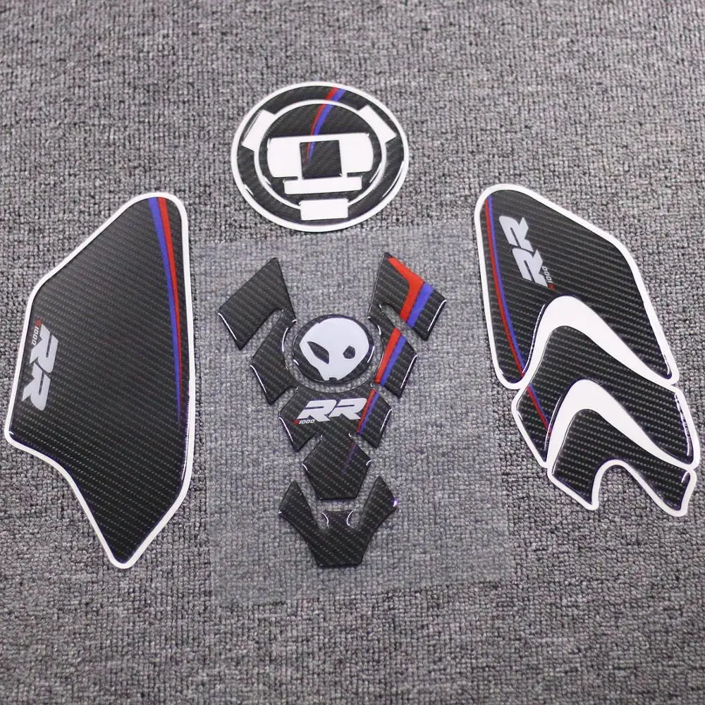 

New Carbon Fiber 3D ADESIVI Sticker Decal Emblem Protection Tank Cover Pad Cas Cap For BMW S1000RR S1000R S1000 RR HP4