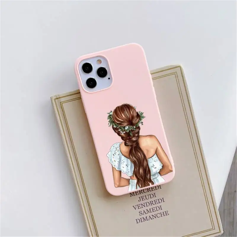 

VOGUE Christmas Princess Girl Female Phone Case Pink Candy Color for iPhone 11 12 mini pro XS MAX 8 7 6 6S Plus X SE 2020 XR