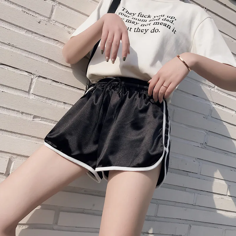 2020 летние женские шорты модные свободные с высокой талией и завязками спортивная