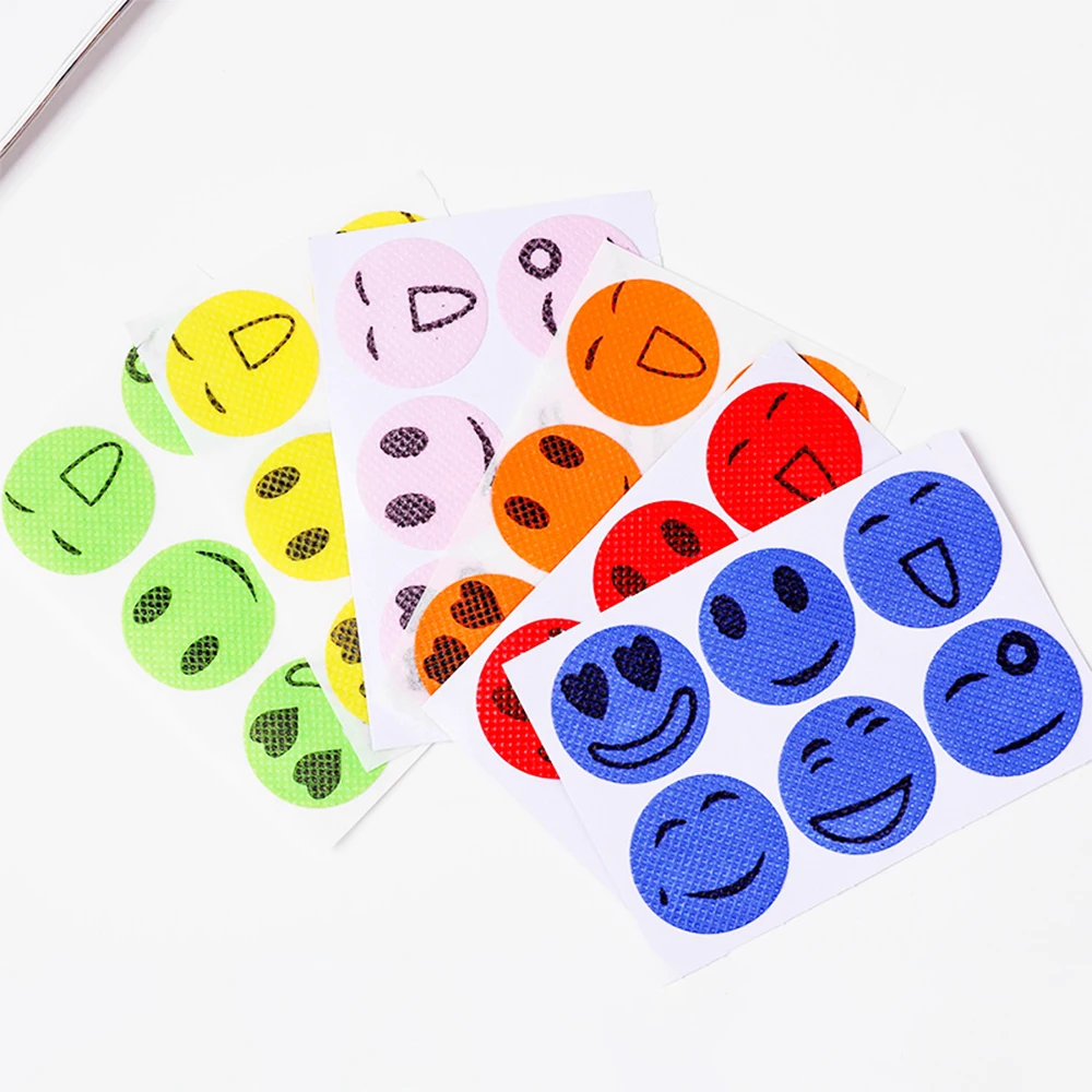 

60pcs Mosquito Stickers DIY Mosquito Repellent Stickers Patches Cartoon Smiling Face Drive Repeller Summer Home Supplies
