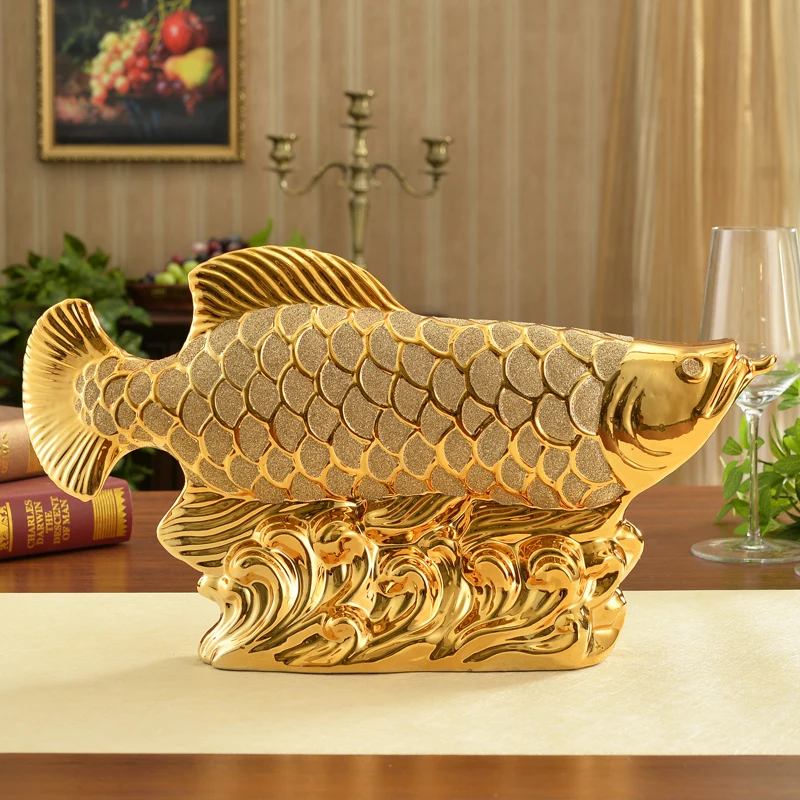 

50CM LARGE TOP COOL 2020 HOME OFFICE COMPANY SHOP ROOM EFFICACIOUS TALISMAN MONEY DRAWING AROWANA GOLDEN FISH FENG SHUI STATUE