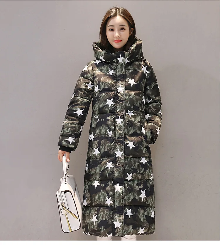 Hooded Colorful Winter Down Coat Jacket Long Warm Women Casaco Feminino Abrigos Mujer Invierno Parkas Outwear Coats Ru50