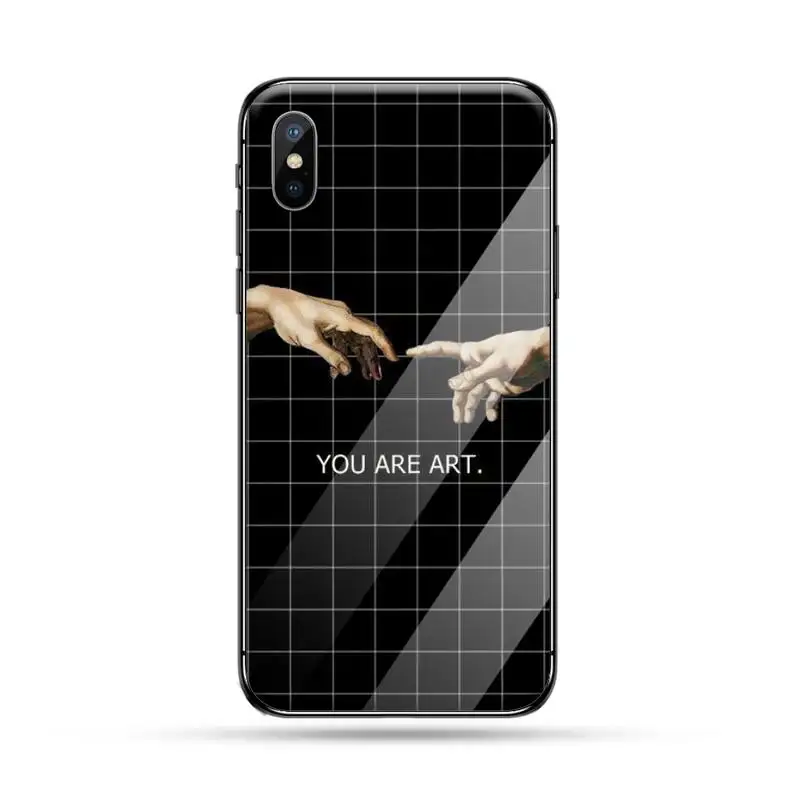 

Black white chessboard quote art Phone Case Tempered glass For iphone 6 6S 7 8 plus X XS XR 11 12 mini PRO MAX