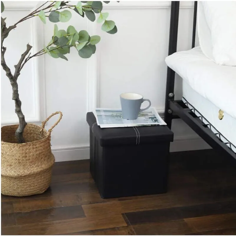 Современный Кожаный Ящик для хранения дивана табурет оттоманка складной ящик 12