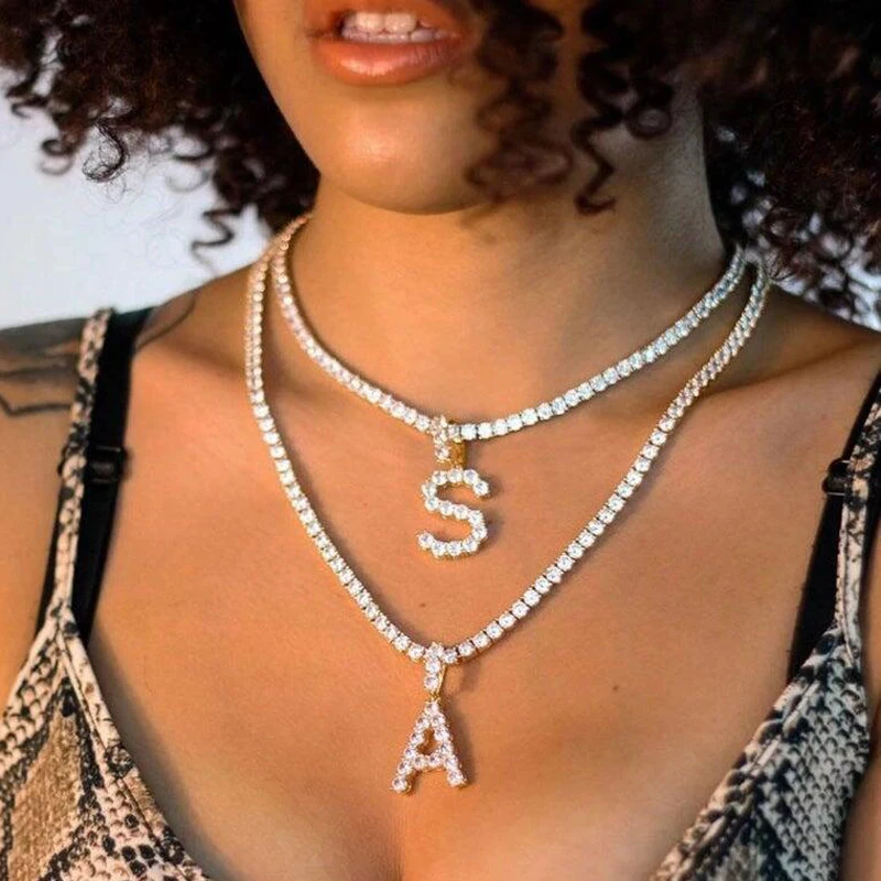 Новый тонкий A Z буквы кулон ожерелье ограненные Стразы Шарм ювелирные изделия