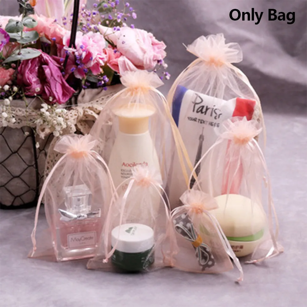 

200 Pcs 7*9cm Pearl Yarn Drawstring Organza Bag Small Pouches Jewelry Package Bags Christmas Wedding Packaging Gift Bags
