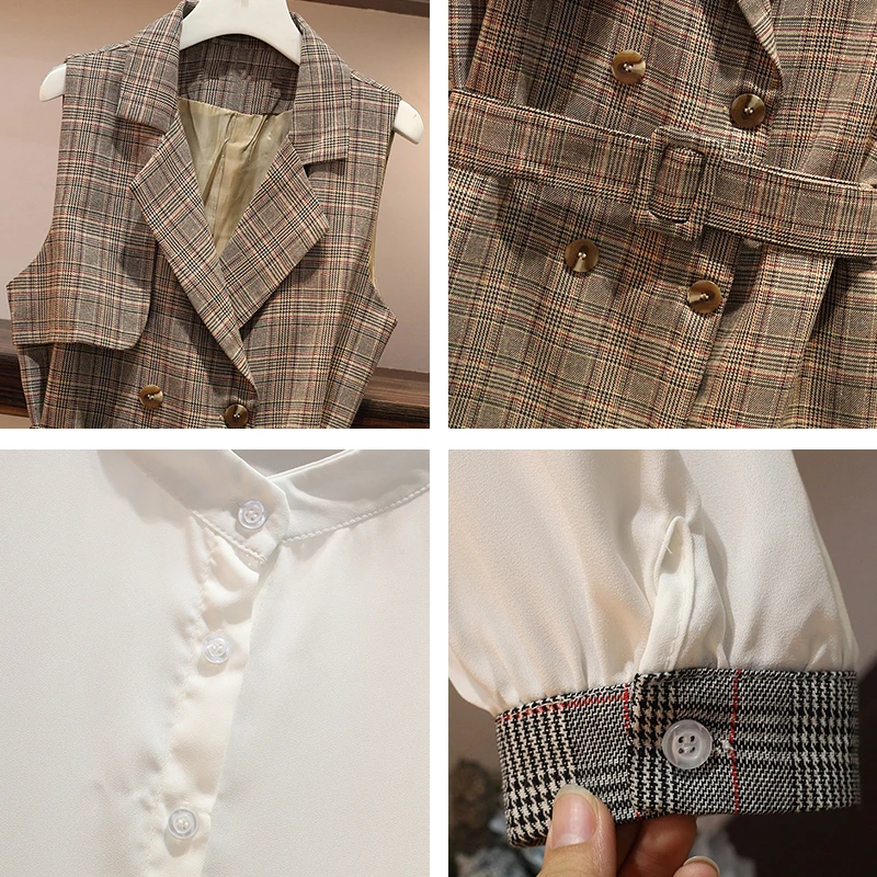 Trytree 2019 Осенний Женский комплект из двух предметов повседневный двубортный