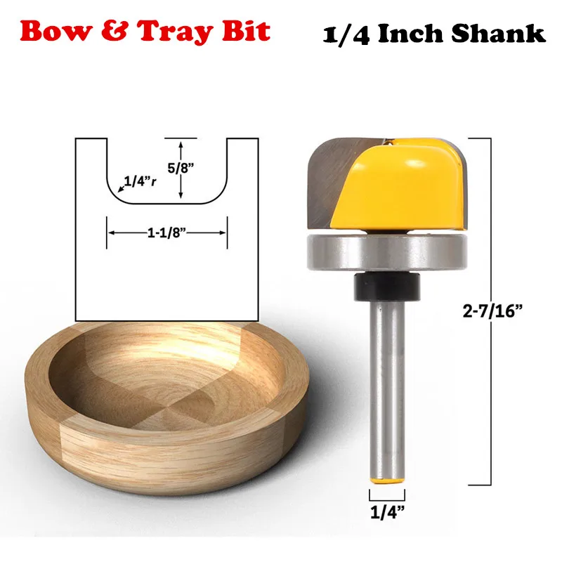 1 шт. 1/4 &quotхвостовик 1/8&quot диаметр чаши и лотка фрезы|Фреза| |