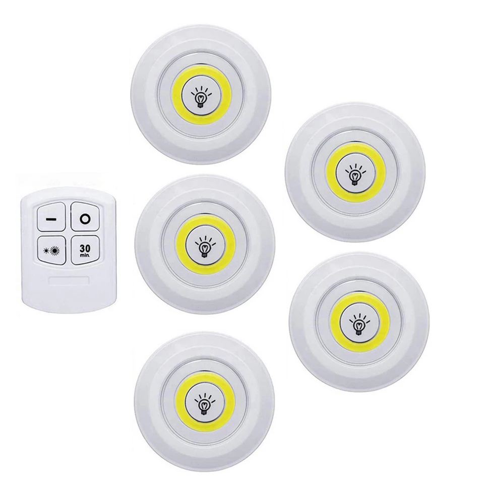 1 controller 5 lamp Светодиодный светильник с регулируемой яркостью на батарейках COB Светодиодные шайбы, комплекты одежды, светильники с пультом дистанционного управления, шкаф для одежды ванная - Цвет: 1 controller 5 lamp