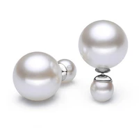 2021 new women trendy stud earrings 925 silver simple white pearl double beads after hanging ear jewelry