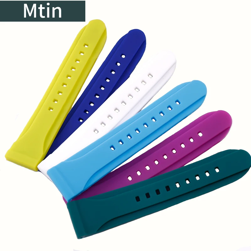 24mm Universal Flat Direct Mouth Rubber Pin Buckle Watch Strap Outdoor Sports Waterproof and Sweat Resistant Silicone Wristbands