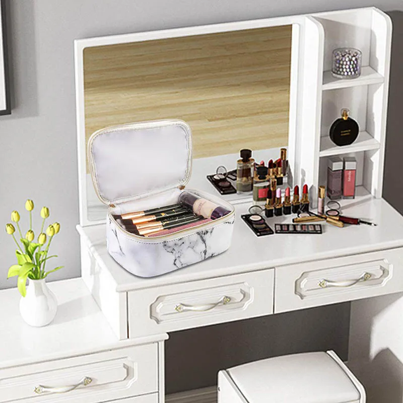 Женская кожаная косметичка для девушек органайзер косметики