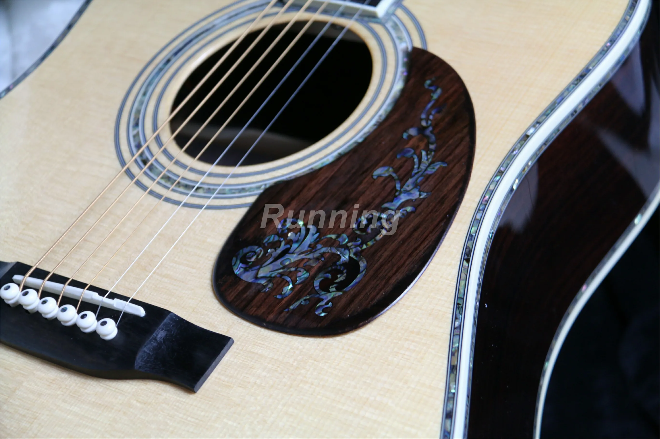 6 струн электроакустическая гитара Fishman 101 EQ Твердый Топ костяная гайка и седла Abalone Связывание черное дерево гриф