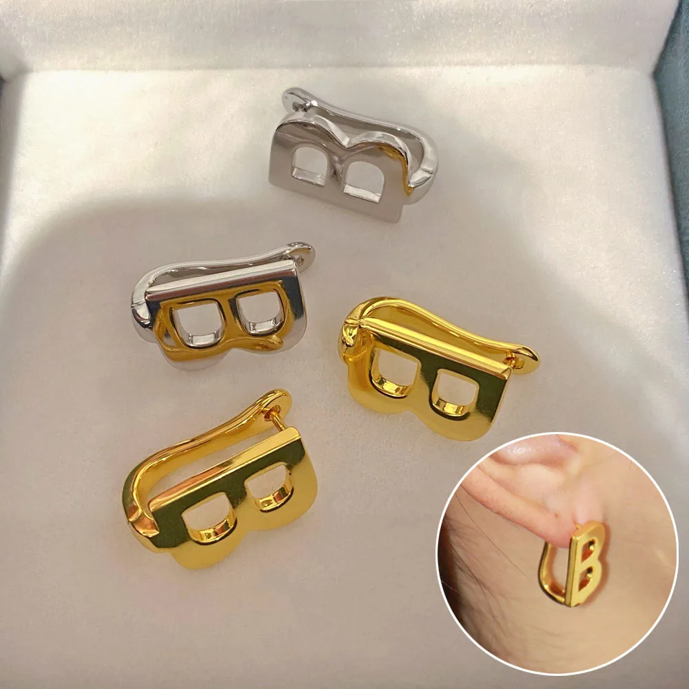 

Silver Color&Gold Earrrings English B Earrings High Quality 18K Gold Filled Letter Earrings For Women Luxury Elegant Jewelry