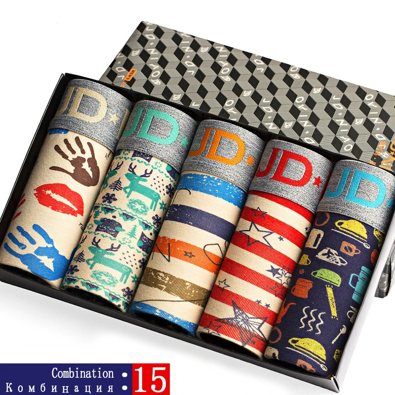 JDN15 BOX bierdan L-5xL бренд почты боксёрские шорты мужчины mens комфортно мужчин boxershorts хлопок сексуально 5pcs / много cueca 24type мужского нижнего белья трусы мужские трусы-боксеры боксеры нижнее белье трусики - Цвет: JDN15 BOX
