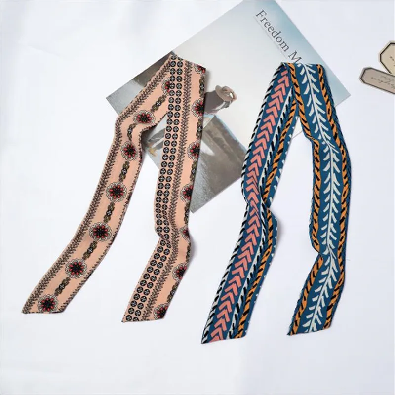 

Женский шелковый шарф в полоску, с цветочным принтом и геометрическим принтом