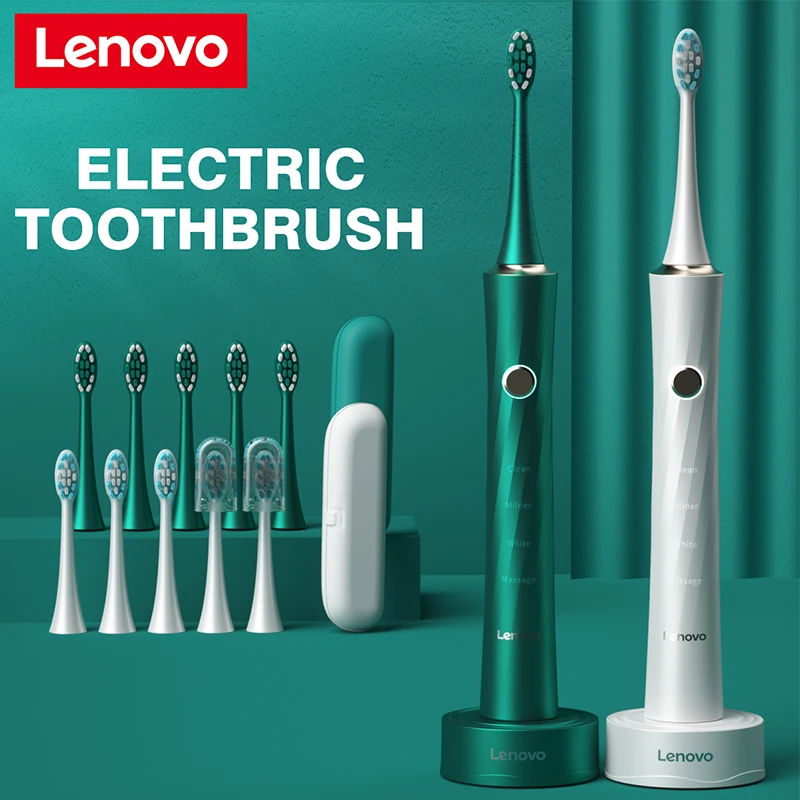 

Lenovo Electric Toothbrush IPX7 Waterproof Wireless Charging Sterilization Brush Head Plaque Removal Adult Sonic Toothbrush