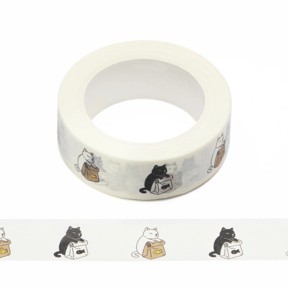 

NEW 1PC 15mm x 10m Cat Food Icon Kitten Cartoon Washi Tape Scrapbook Paper Masking Adhesive Washi Tape