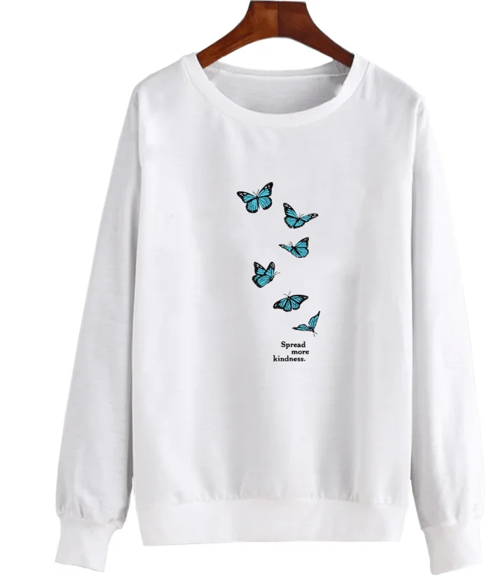 

Beautiful Butterfly Graphic Printed Hoodies Fashion Clothing art Jumper Tops Spread More Kindness Colored Sweatshirt