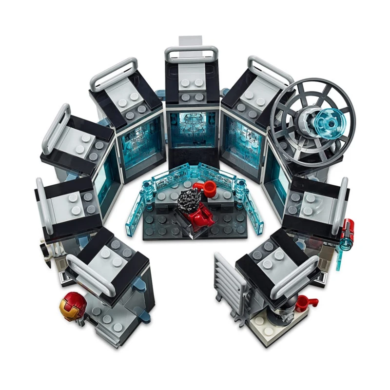 Bloques de construcci&oacute;n de Los vengadores de dise&ntilde;o de Disney para ni&ntilde;os, sal&oacute;n de armadura de hierro, Compatible con Gnaku de acero, juguetes 76125-1