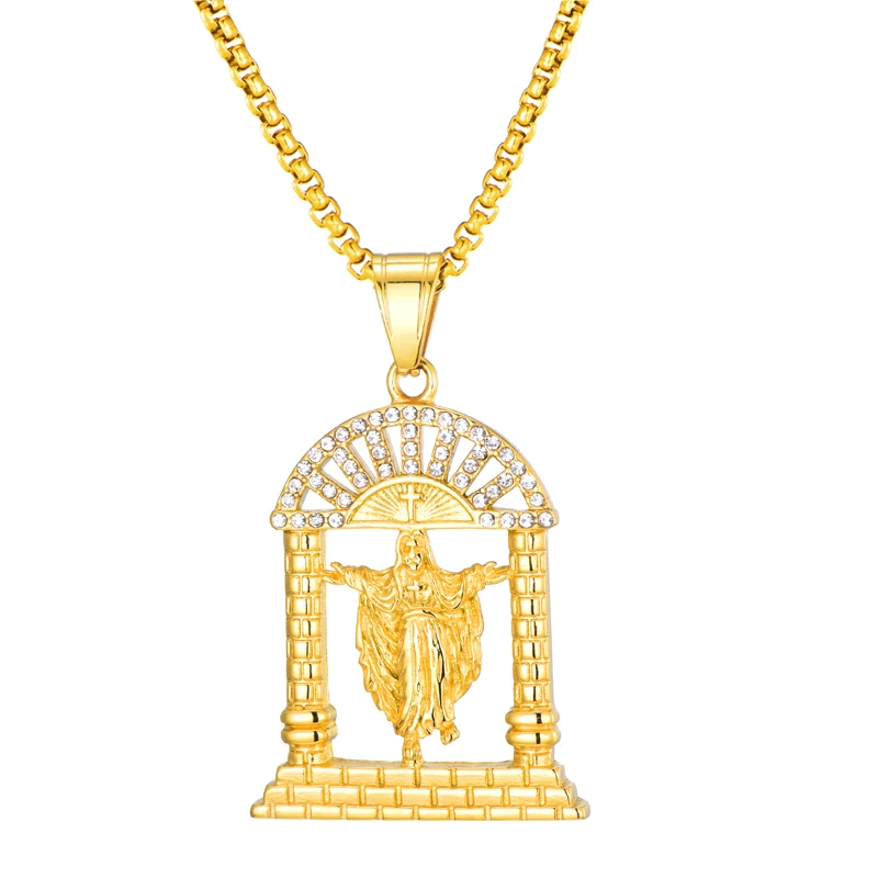 Мужское колье из нержавеющей стали с микро-паве | Украшения и аксессуары