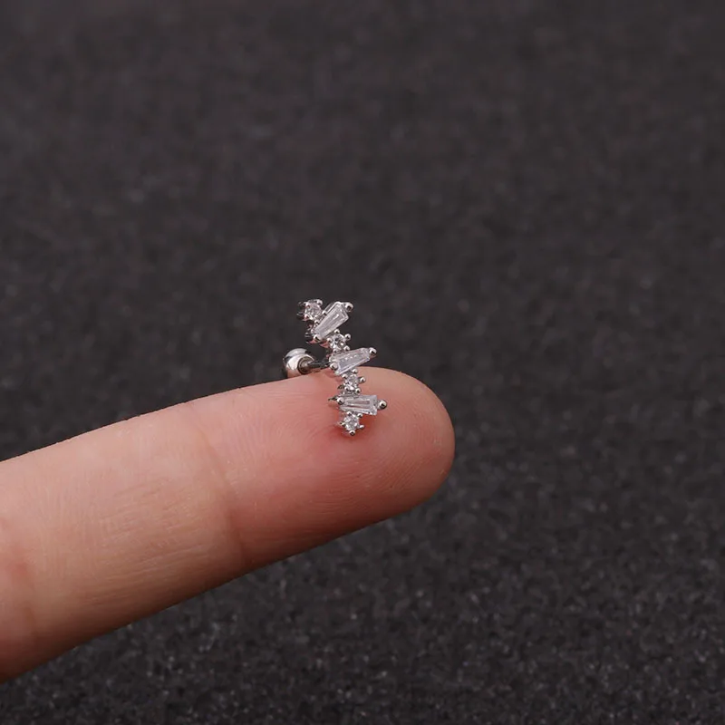 Imixlot розовое золото изогнутая Cz Stasr Cartilage шпилька Helix Rook Конч закручивающаяся задняя часть серьги 20 г Украшения для ушного пирсинга из нержавеющей стали - Окраска металла: YLBJ989A-2