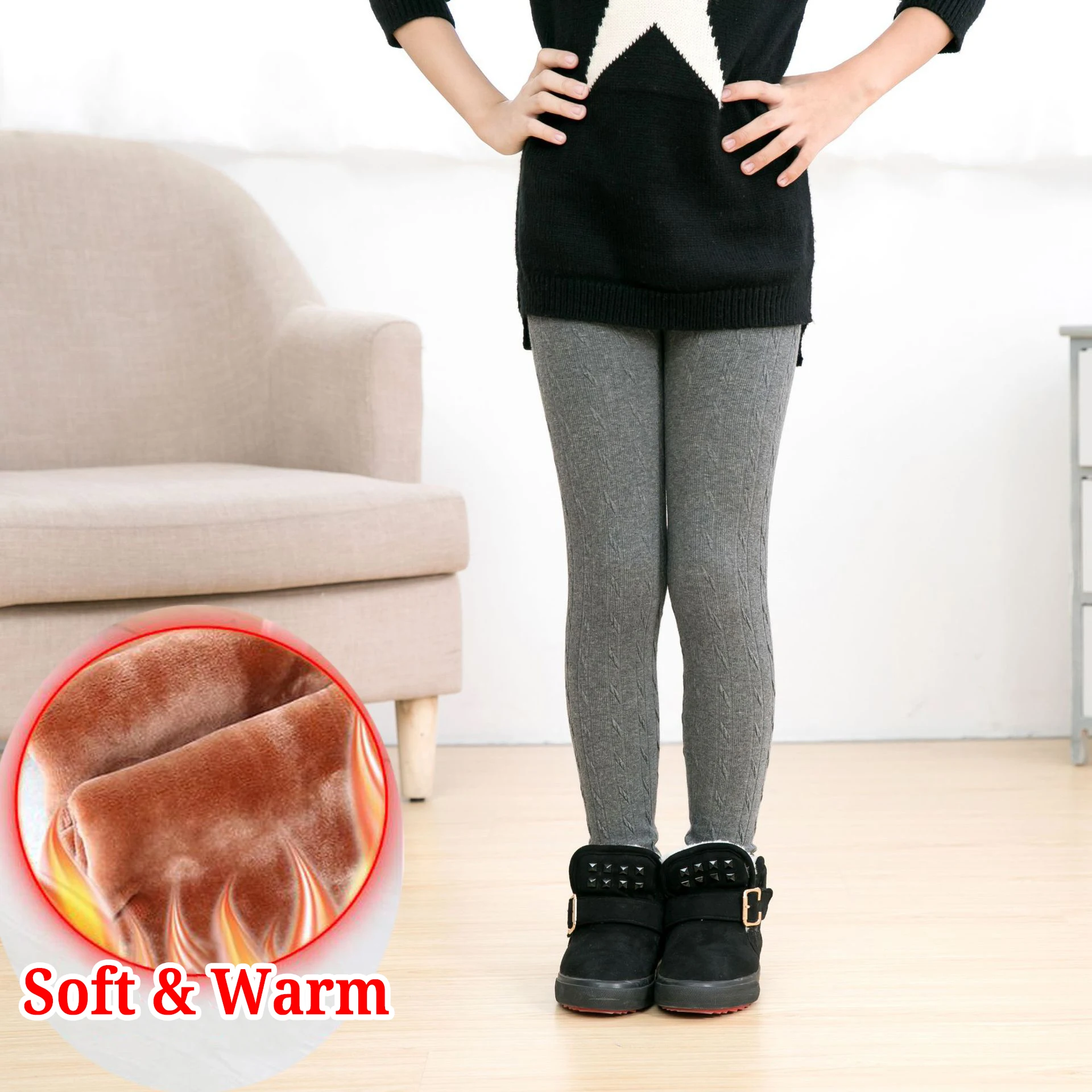 Зимние леггинсы для девочек чулки маленьких плотные теплые хлопковые с