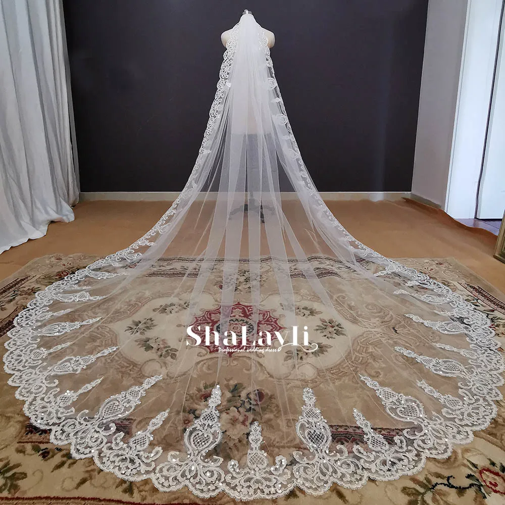 

Фата свадебная кружевная с гребнем, свадебный аксессуар, 4 м, белый/цвет слоновой кости, 3 м