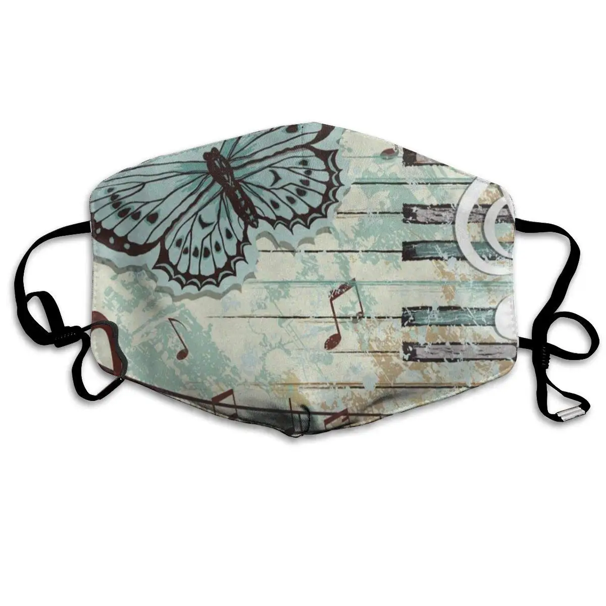 

Face Mask Vintage Piano Music Note Butterfly Inspiring Cycling Half Face Earloop Dust Mask For Women