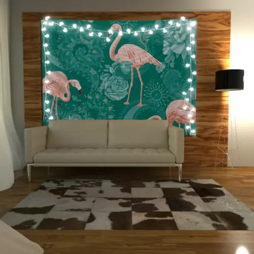 Фламинго МАНДАЛА ГОБЕЛЕН искусство настенный диван стол кровать крышка домашний