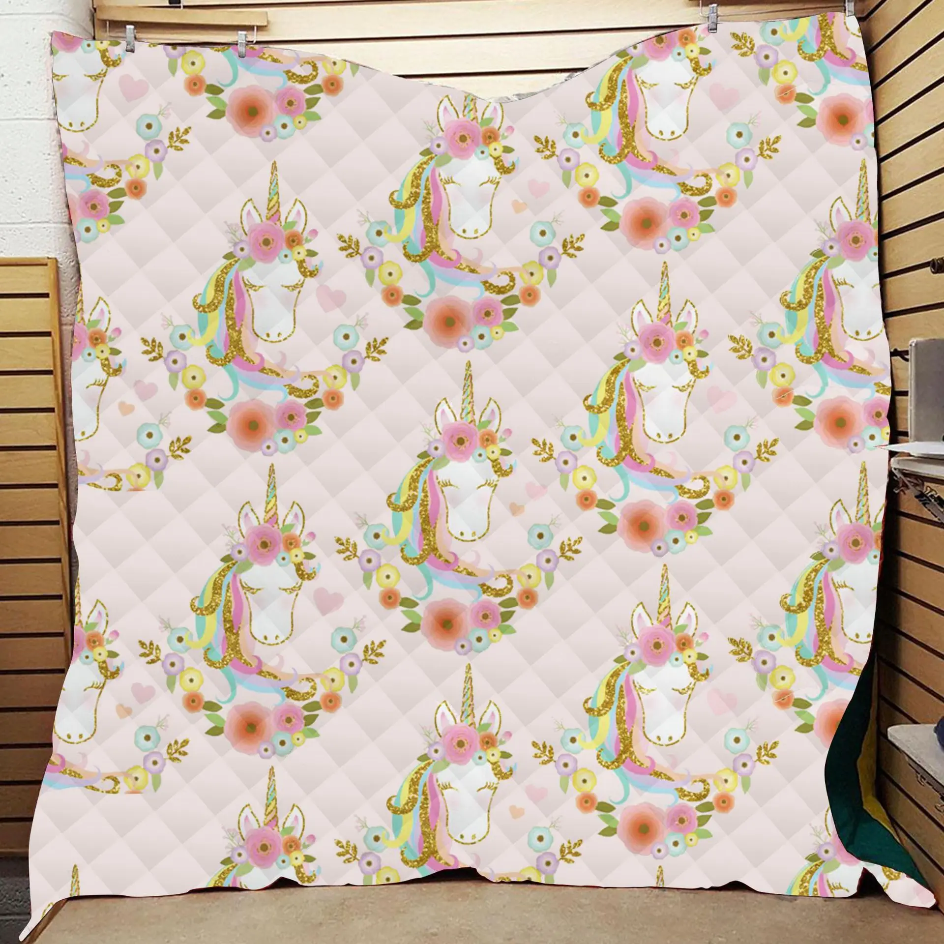 

The Unicorn Rainbow Flowers Lover Print All Season Quilt For Kids Girl Adult Blanket Bed Soft Warm Quilts Dropshipping