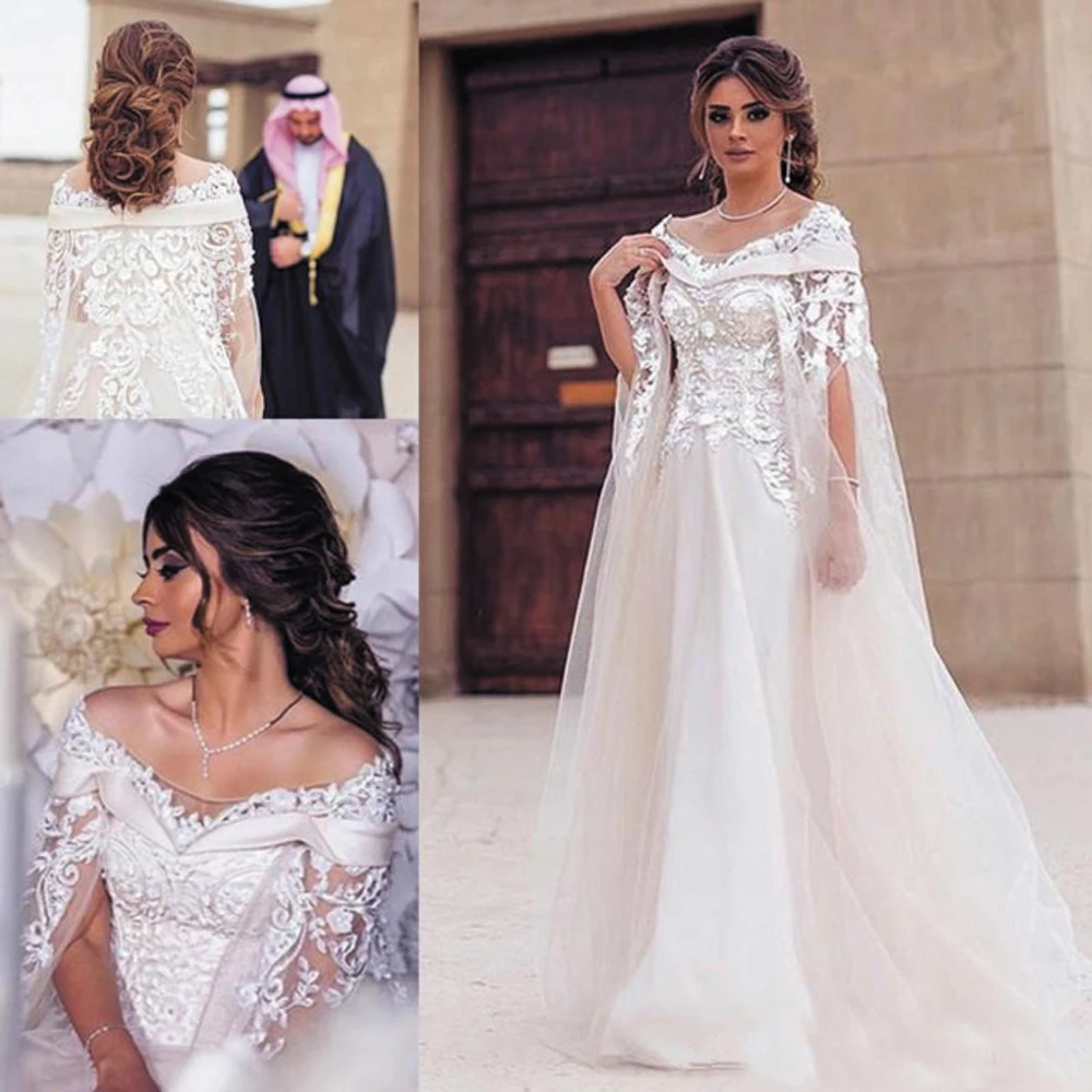 

SuperKimJo Дубай Caftan Модные свадебные платья Бохо Кружевная аппликация А-силуэта белое Элегантное свадебное платье Vestido De Noiva простой