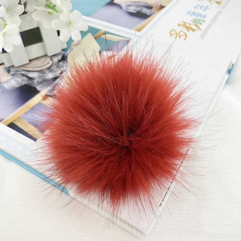 Супер большой размер 12 см красочные белый искусственный Лисий помпонами