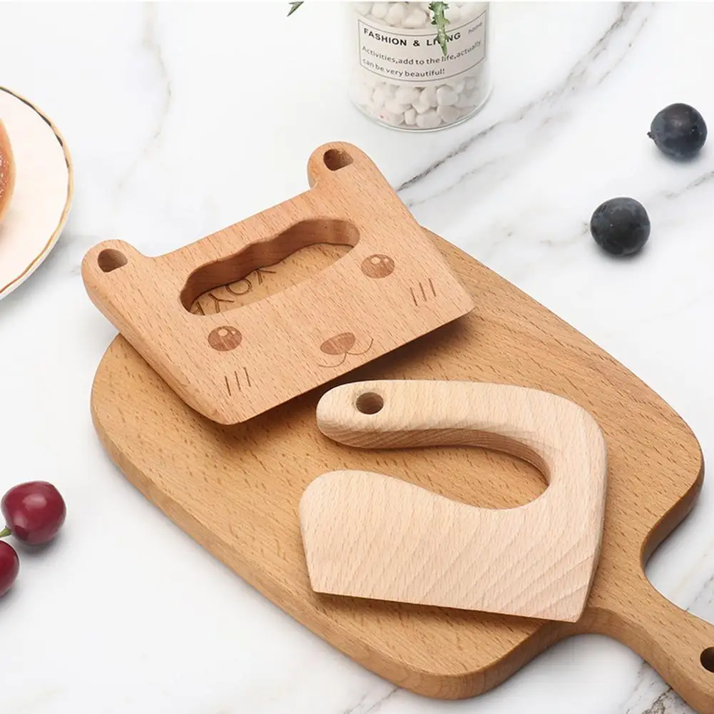 

Wooden Kids Cutter Cute Cat Shape Kitchen Tool For Cutting Veggies Cooking Tools For Children Safe Kitchen Cutting Toy DIY Tool