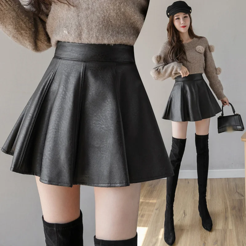 Женские черные мини-юбки из искусственной кожи с подкладкой Женская