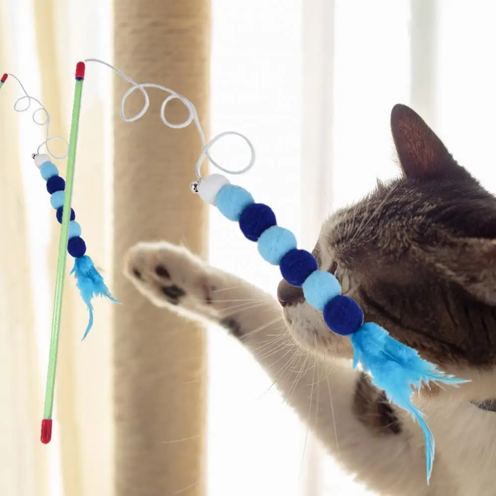 

Акриловая палочка с перьями, палочка для приманки кота, интерактивные игрушки, товары для домашних животных с колокольчиком, забавная игруш...