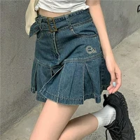 3xl women denim mini skirt 2021 summer casual blue high waiste harajuku y2k pleated skirt japanese beach party korean clothes