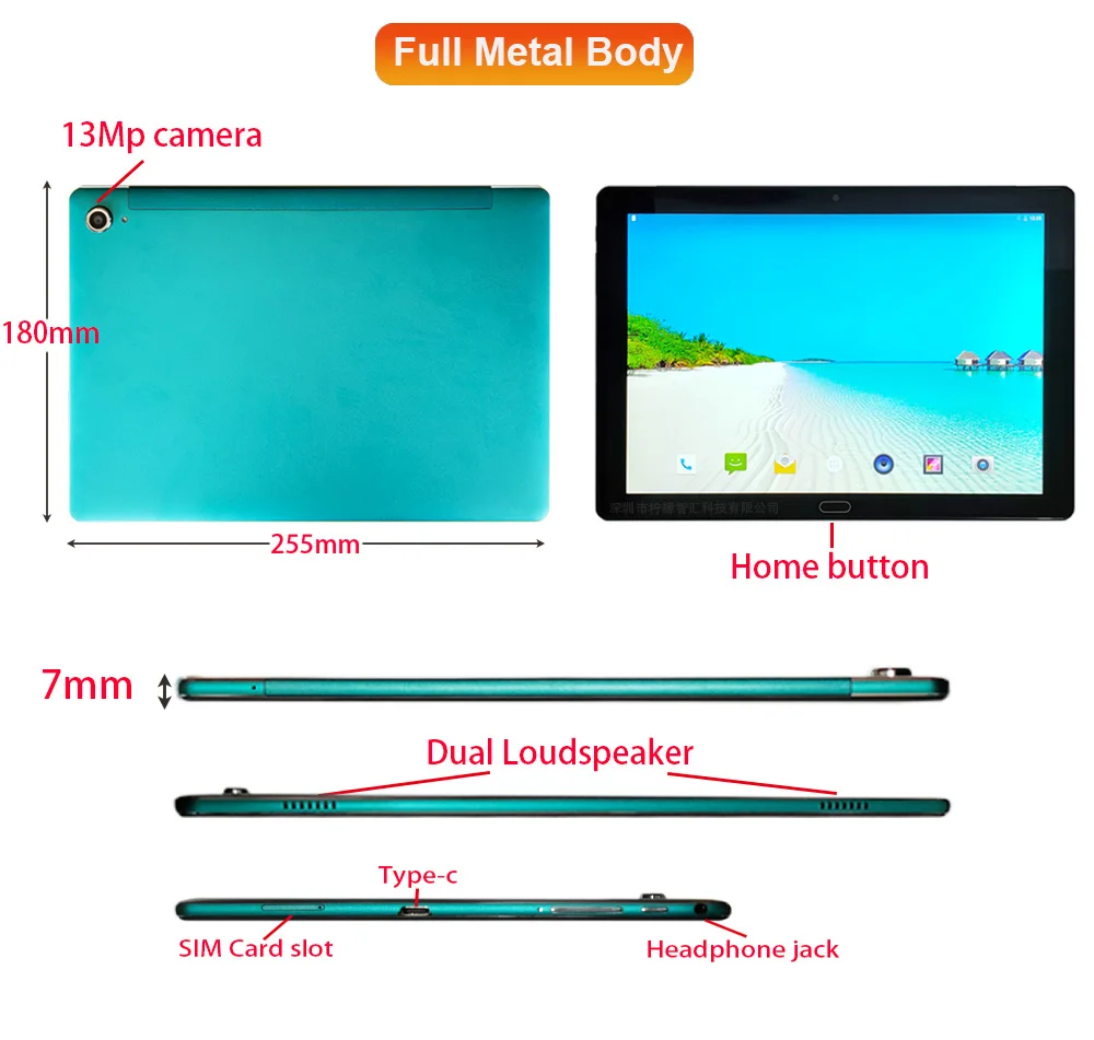 

10.6 Inch 4G Android Tablet GPS Dual Camera Dual SIM Phone Tablet Metal Body Most Language 1 Year warranty