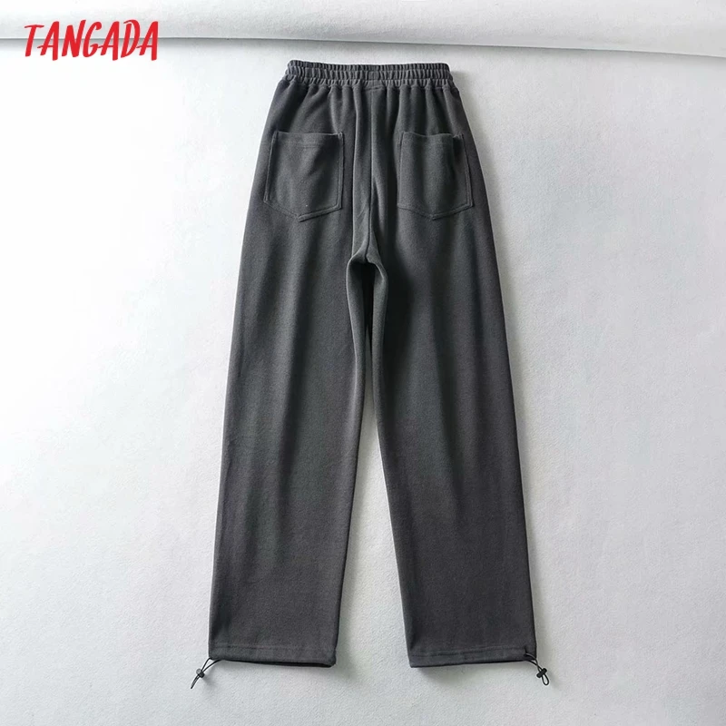 

Tangada 2021 Women Blue Pants Cargo Strethy Waist Pants Trousers Joggers Female Sweatpants 2T06
