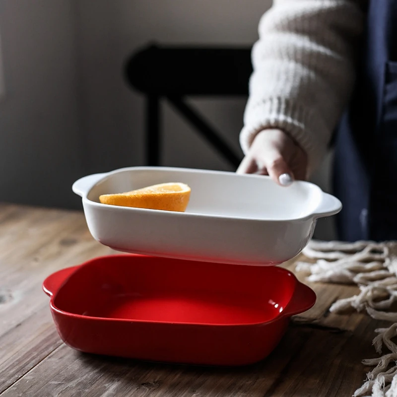 Керамическая бинауральная прямоугольная тарелка для выпечки сыра противень