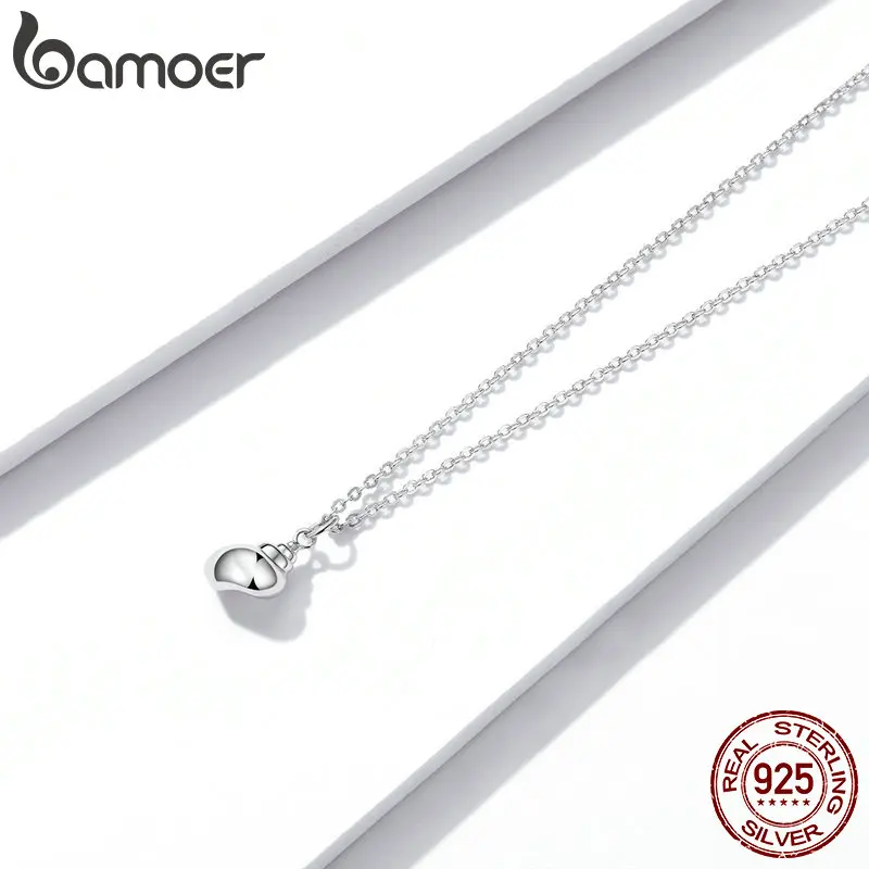 Гладкий маленький кулон ракушка bamoer ожерелье для девочки из стерлингового