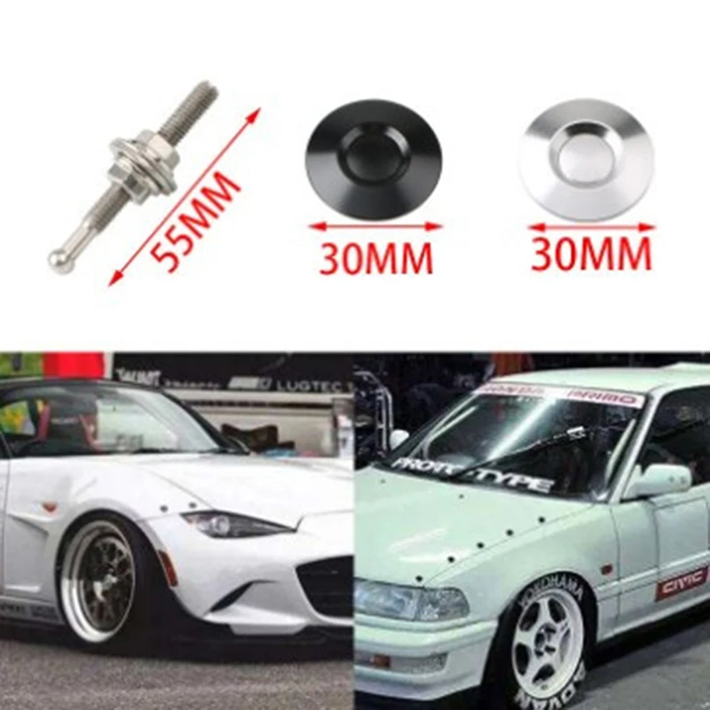 

Universal 32mm/1.25" Push Button Billet Hood Pins Lock Clip Kit Engine Bonnets Lock Aluminum Car Quick Latch