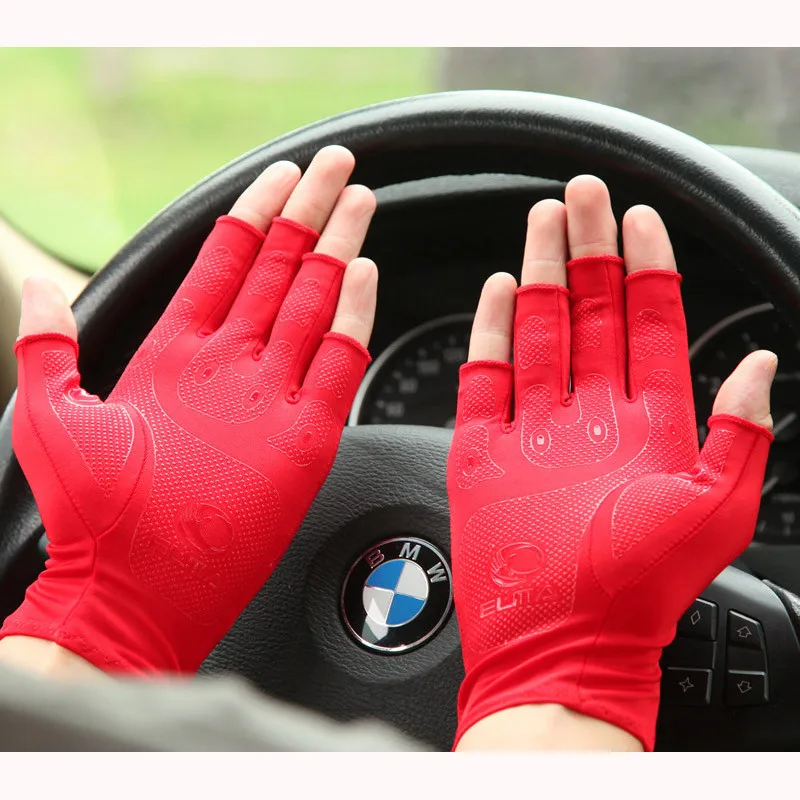 Summer Gloves Unisex Driving Anti-Slip Breathable Ice Silk Sunscreen Gloves Half-Finger Full Fingers SZ037